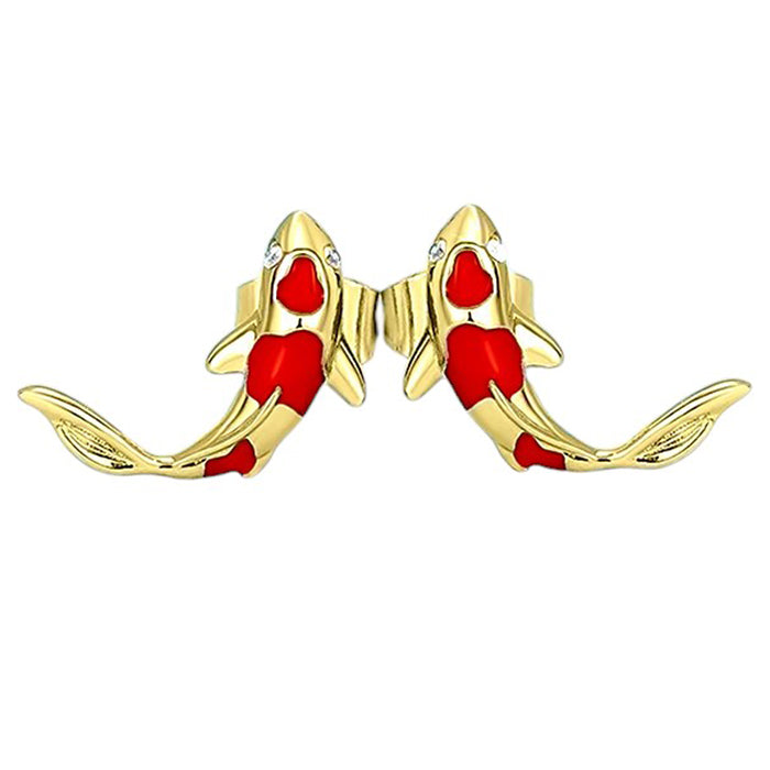 KOI FISH STUD EARRINGS HIGH-QUALITY ZINC ALLOY