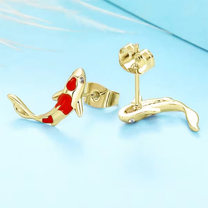 KOI FISH STUD EARRINGS HIGH-QUALITY ZINC ALLOY