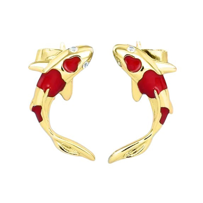 KOI FISH STUD EARRINGS HIGH-QUALITY ZINC ALLOY