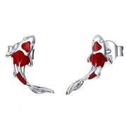 KOI FISH STUD EARRINGS HIGH-QUALITY ZINC ALLOY