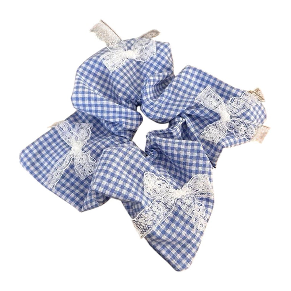 LACE BOW GINGHAM SCRUNCHIE COTTAGECORE GINGHAM