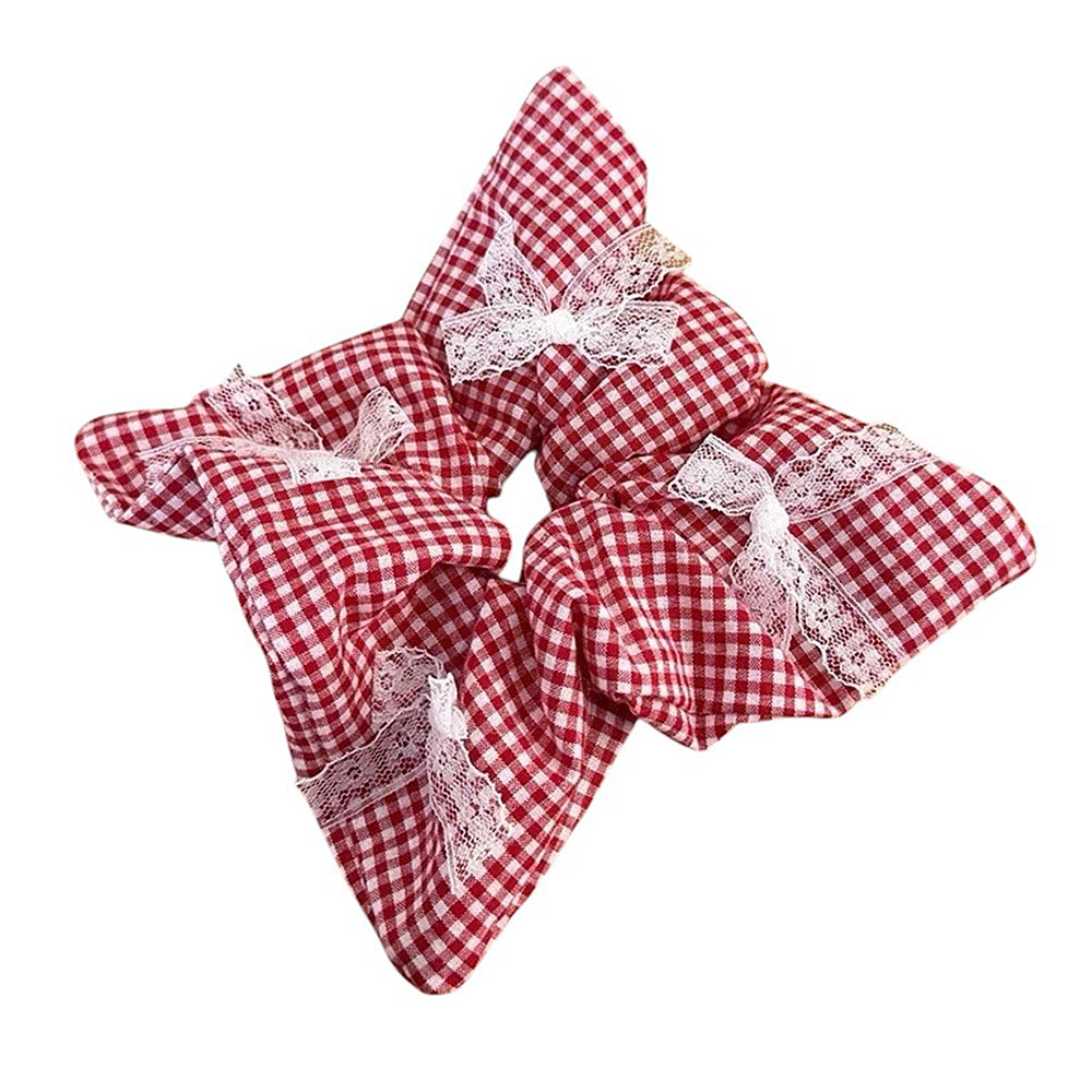LACE BOW GINGHAM SCRUNCHIE COTTAGECORE GINGHAM