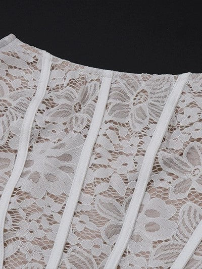 LACE CORSET DRESS WITH IRREGULAR HEM DESIGN