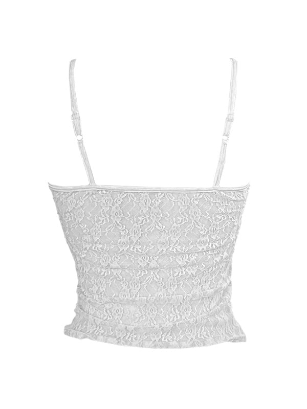 LACE DESIGN SLIM CAMISOLE WITH FLORAL STRAPPY MINI DETAILS