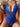 Lace Floral Deep V One-Piece Bodysuit - Blue / S
