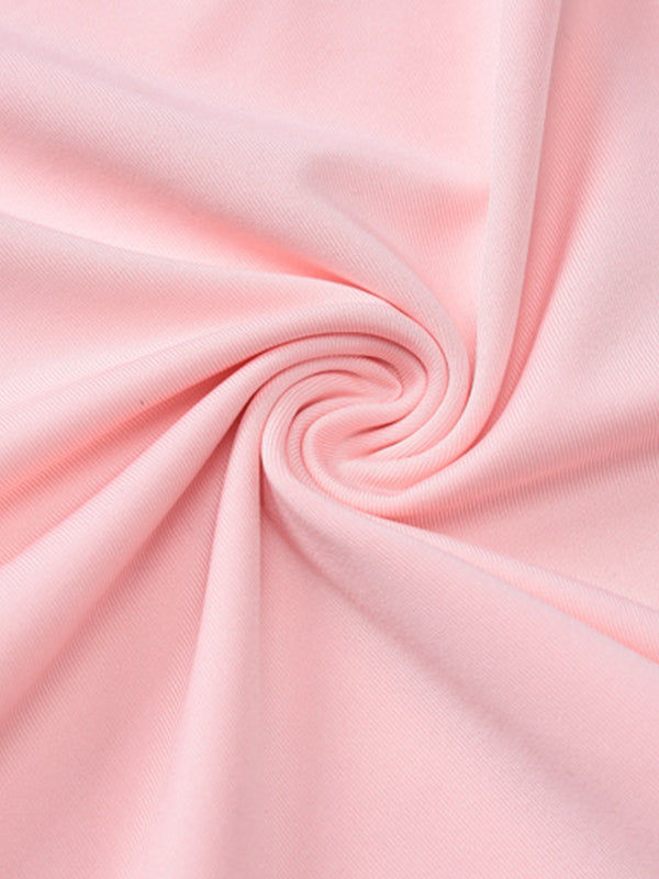 LACE TRIM CAMI AND SKIRT SET WITH ROUND NECKLINE AND PINK LACE TRIM