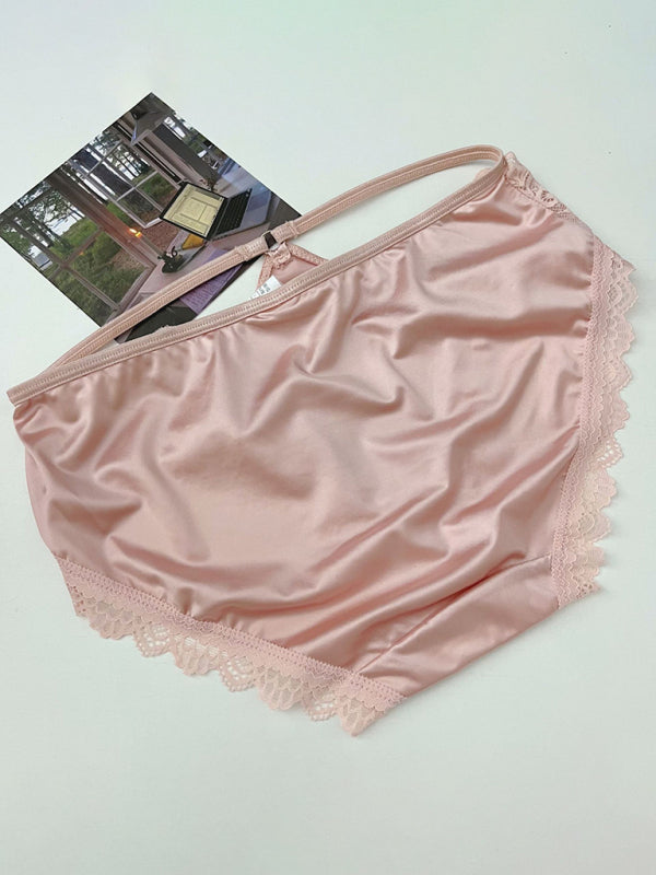Lace Trim Self Design Women’s Panties - Pink / M