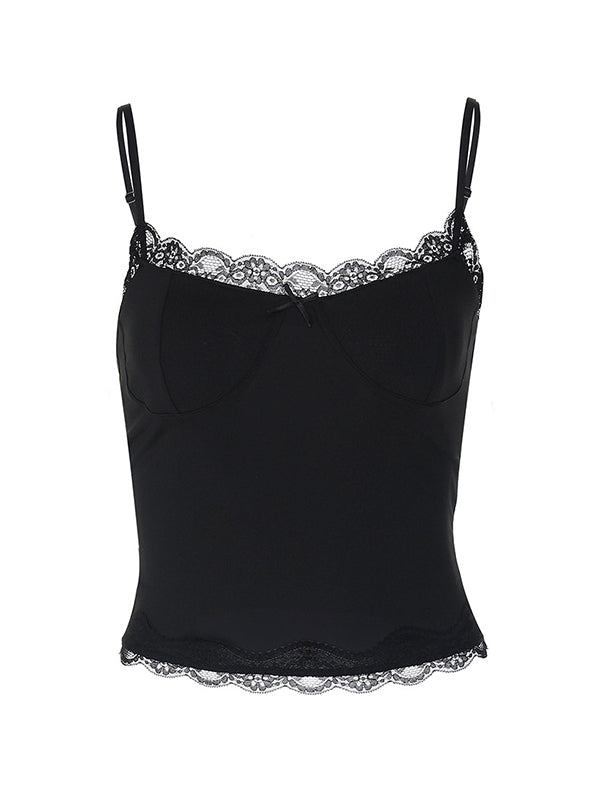 LACE-TRIMMED CAMISOLE - VINTAGE SLIM FIT SLEEVELESS DESIGN