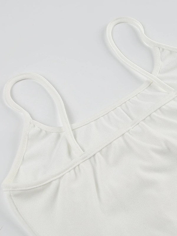 LACE-TRIMMED CAMISOLE WITH BOW SPLICING FOR A FLATTERING SILHOUETTE