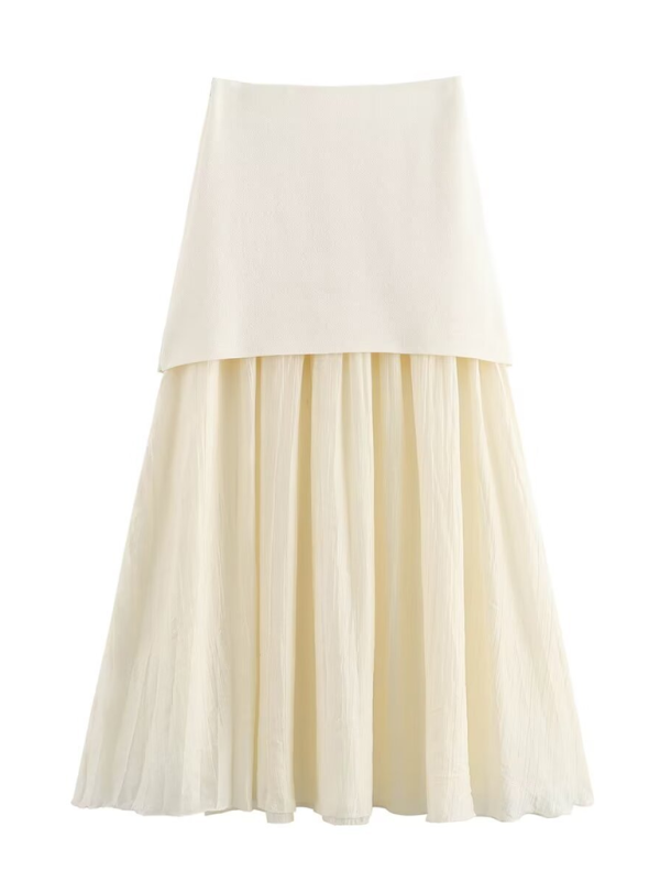 Ladies new casual knitted patchwork dress - White / S