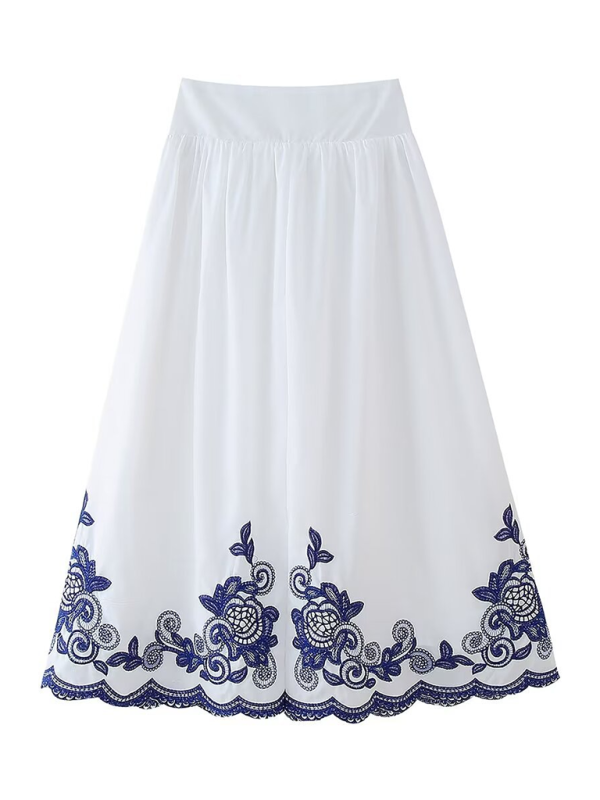 Ladies new embroidered contrast skirt - Skirt / XS