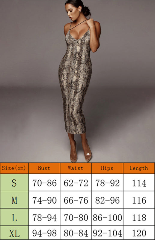 Ladies Sleeveless V-Neck Leopard Print Dress - Closther
