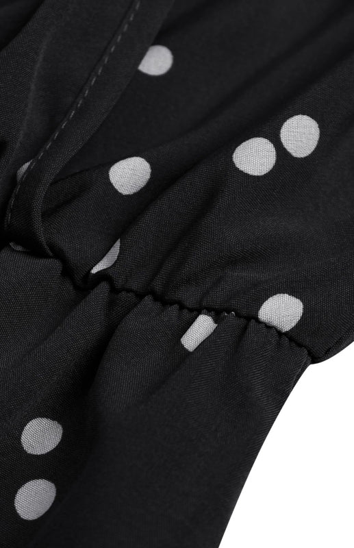Ladies Summer Fashion V Neck Sling Polka Dot Dress Long Dress - Closther