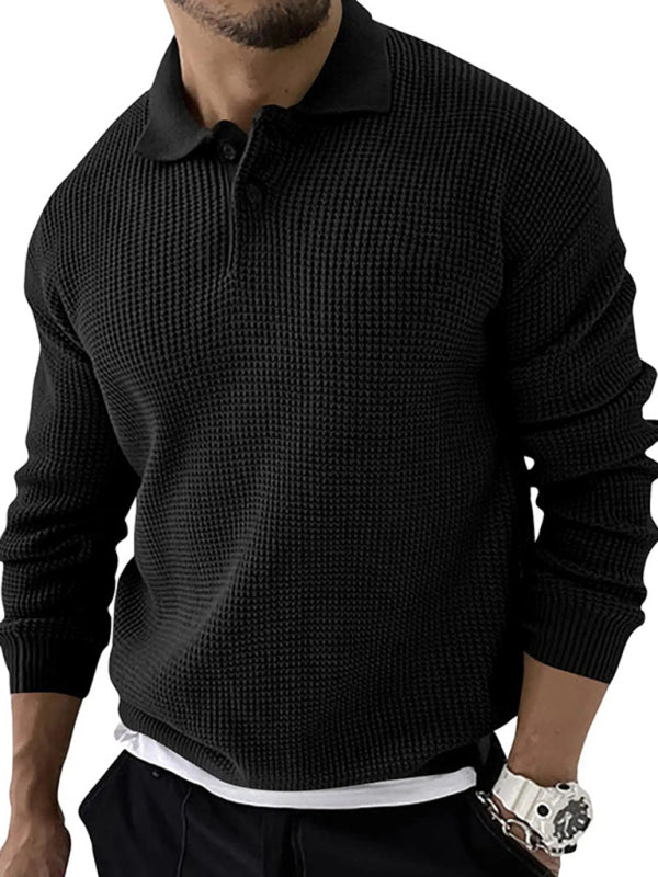 Lapel Sweater Men’s Fashion Urban Slim Long Sleeve Knitted Sweater