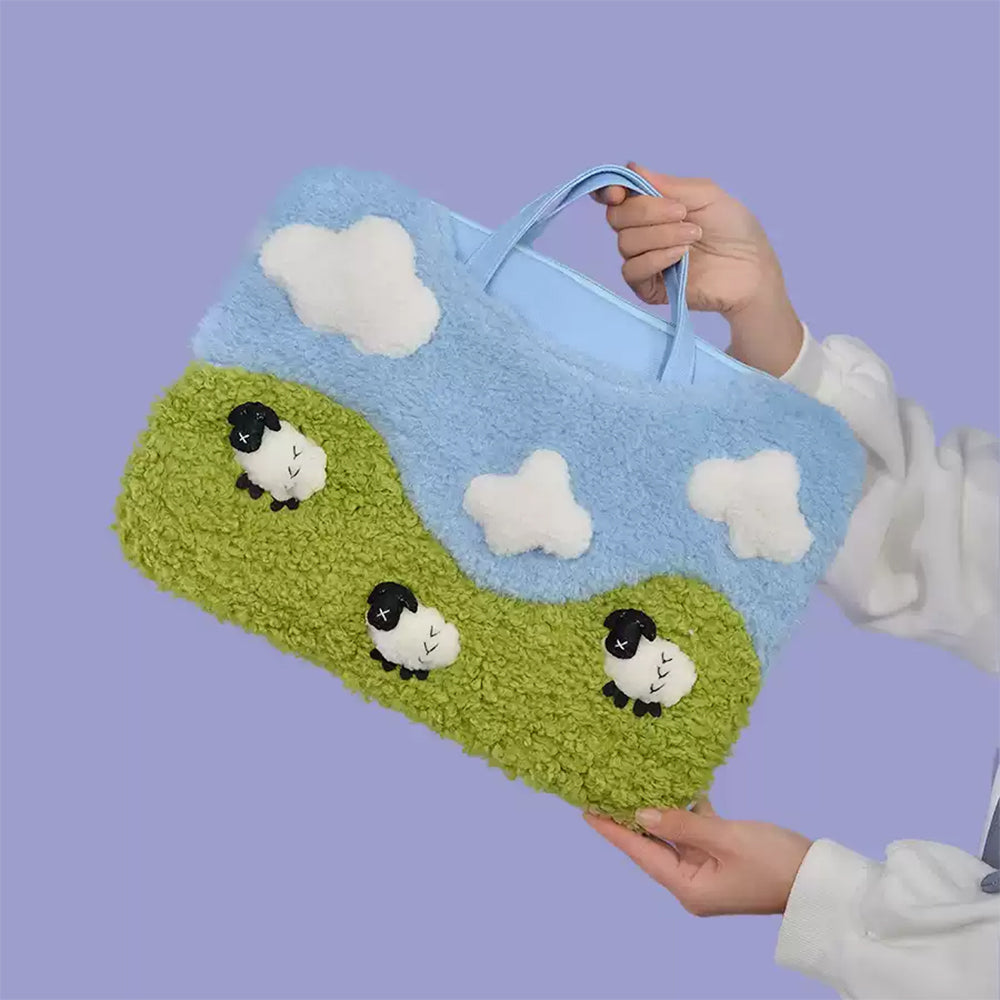 LAPTOP BAG WHIMSICAL SHEEP GREEN HILLS AESTHETIC