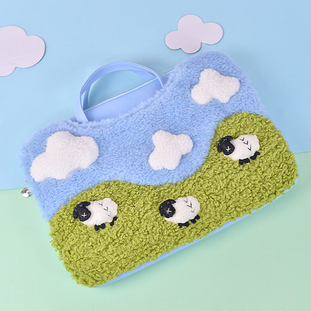 LAPTOP BAG WHIMSICAL SHEEP GREEN HILLS AESTHETIC