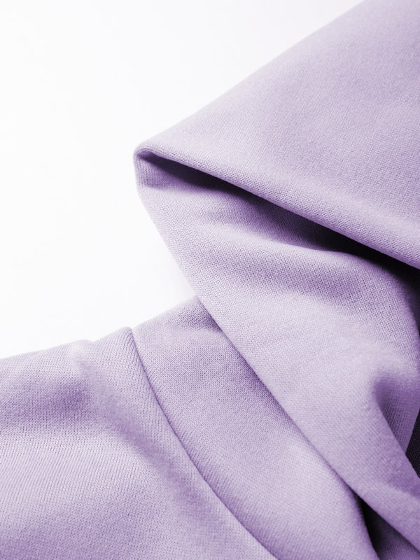 LAVENDER HOODED SWEATSHIRT WITH LOOSE FIT AND LETTER PRINT