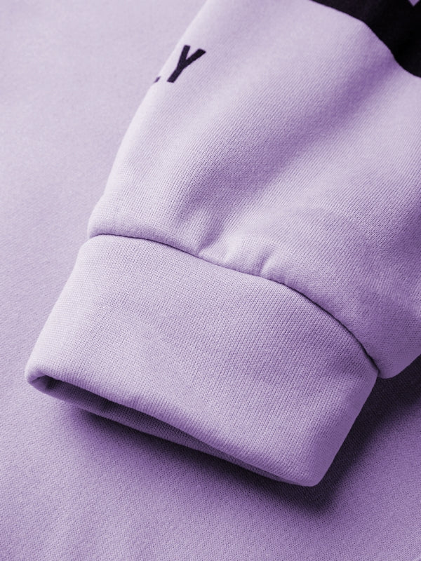 LAVENDER OVERSIZED HOODIE WITH LETTER PRINT AND LOOSE FIT DESIGN