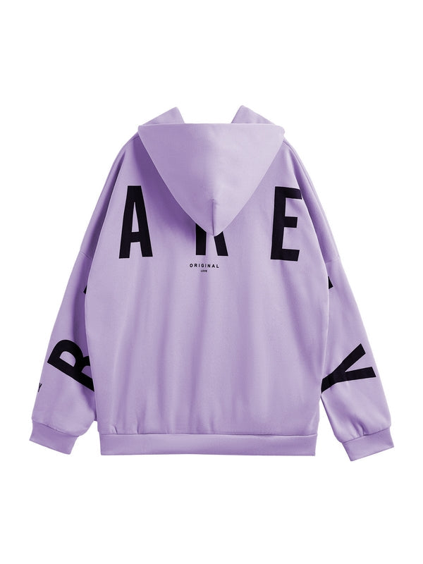 LAVENDER OVERSIZED HOODIE WITH LETTER PRINT AND LOOSE FIT DESIGN