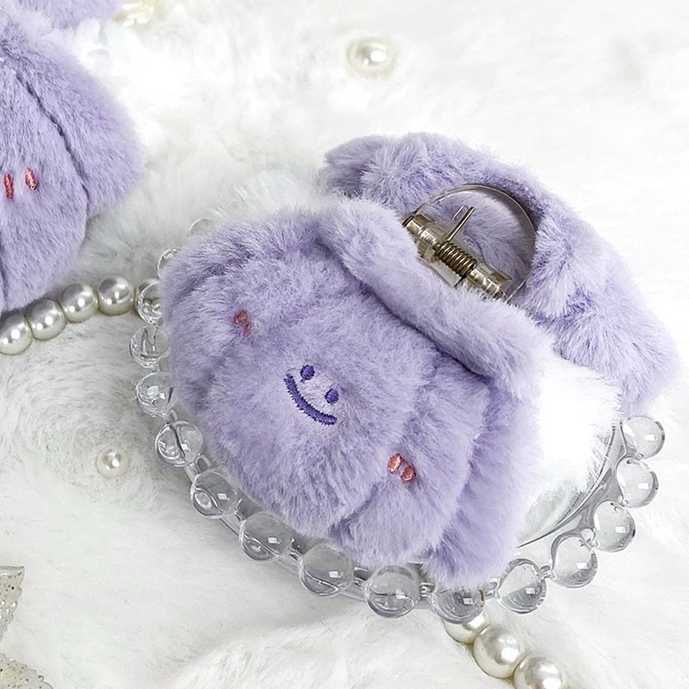 LAVENDER SMILE FUZZY CHARM CLAW CLIP