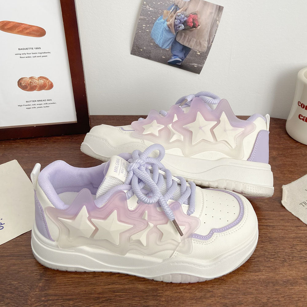 LAVENDER STAR VEGAN LEATHER SNEAKERS PASTEL AESTHETIC
