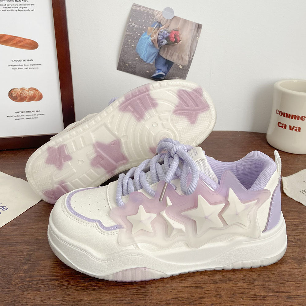 LAVENDER STAR VEGAN LEATHER SNEAKERS PASTEL AESTHETIC