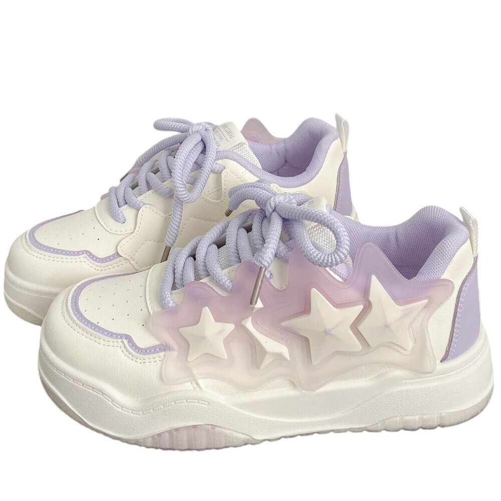 LAVENDER STAR VEGAN LEATHER SNEAKERS PASTEL AESTHETIC