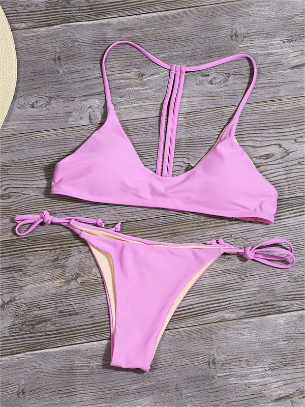 LAVENDER TWO-PIECE BIKINI SET WITH HIGH WAIST DESIGN