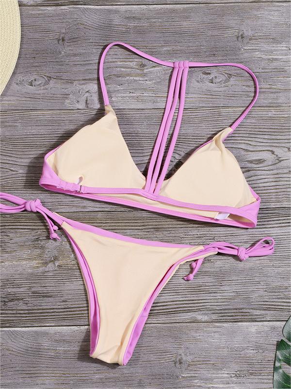 LAVENDER TWO-PIECE BIKINI SET WITH HIGH WAIST DESIGN