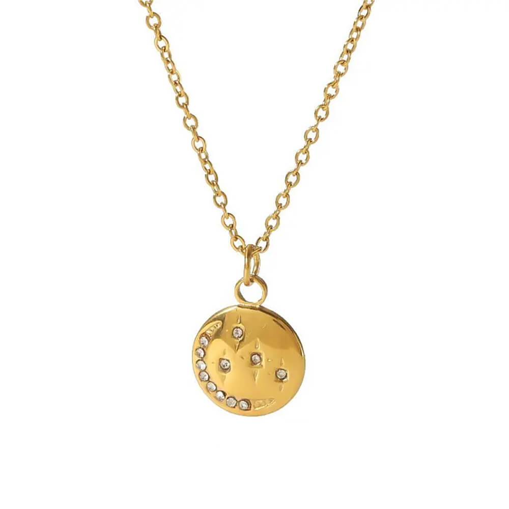 LAYERED COIN NECKLACE SUN MOON EYE COSMIC ENERGY COIN