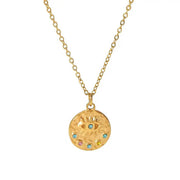 LAYERED COIN NECKLACE SUN MOON EYE COSMIC ENERGY COIN