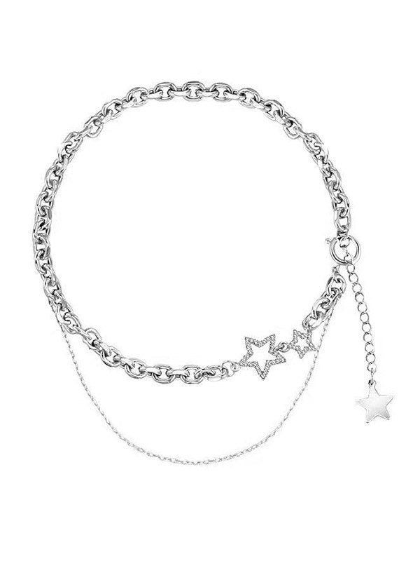 LAYERED NECKLACE WITH RHINESTONE STAR PENDANT