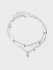 LAYERED PEARL NECKLACE WITH RHINESTONES - PEARL DICE NECKLACE
