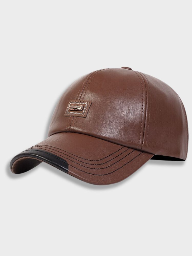 LEATHER JAMONT CAP - BLACK BASEBALL CAP