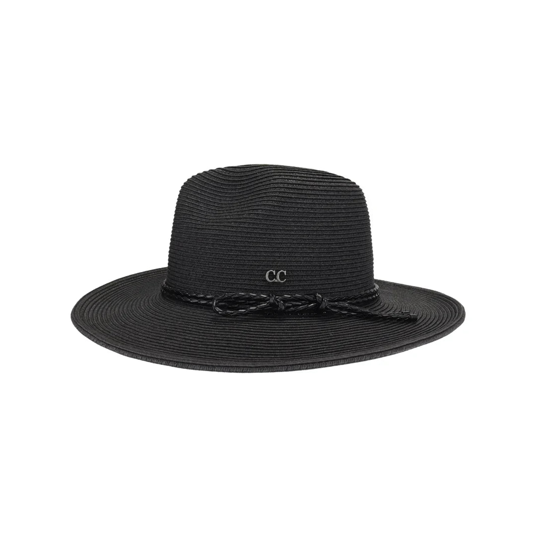 Leather Rope Band C.C Panama Hat