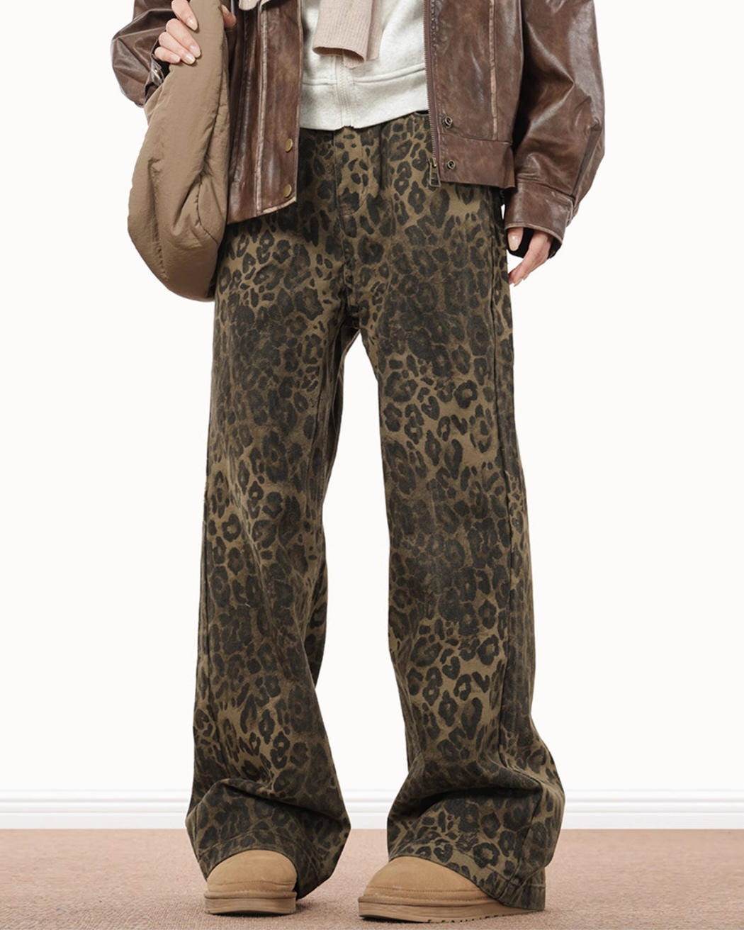 LEOPARD LUXE OVERSIZED JEANS FOR WOMEN