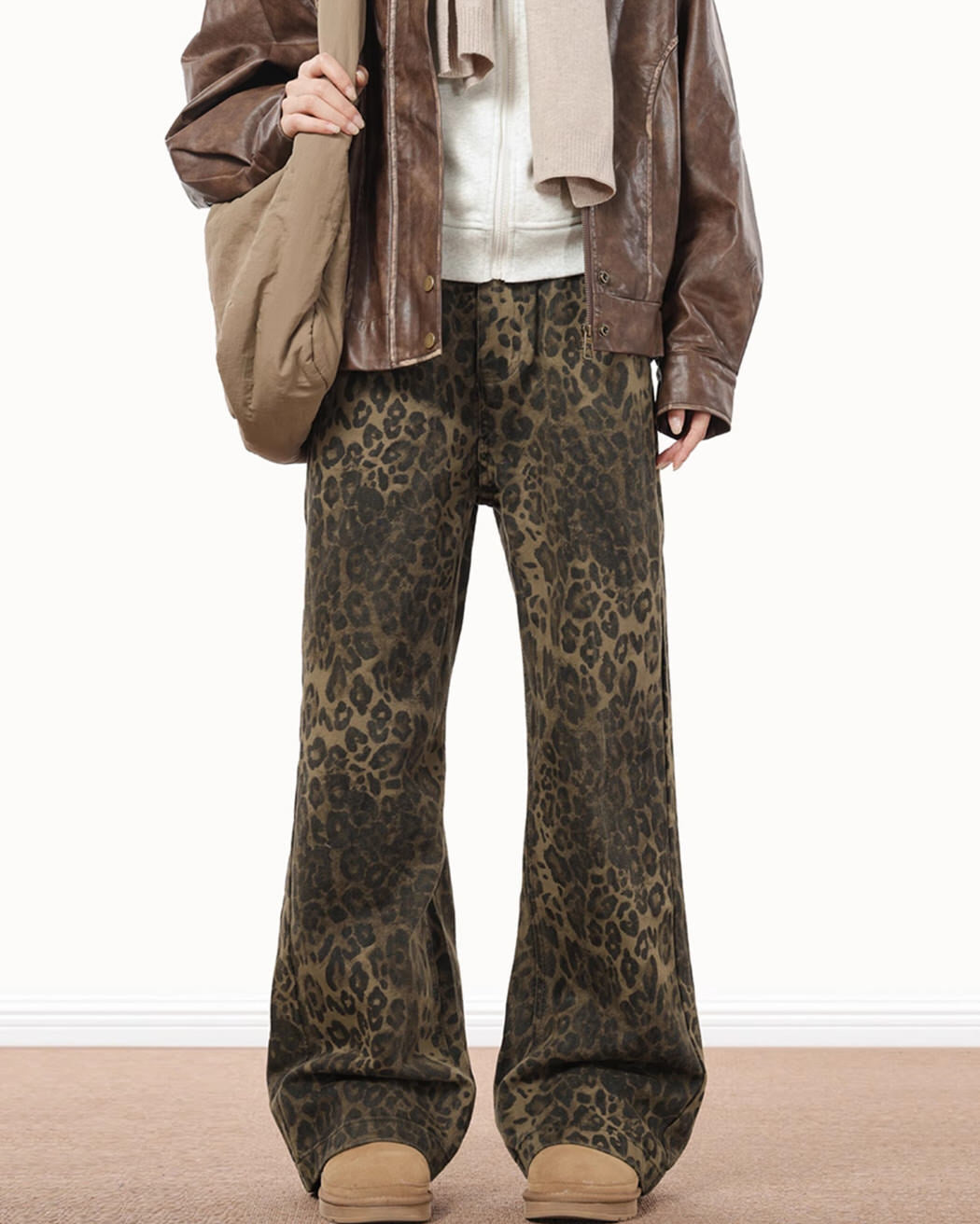 LEOPARD LUXE OVERSIZED JEANS FOR WOMEN
