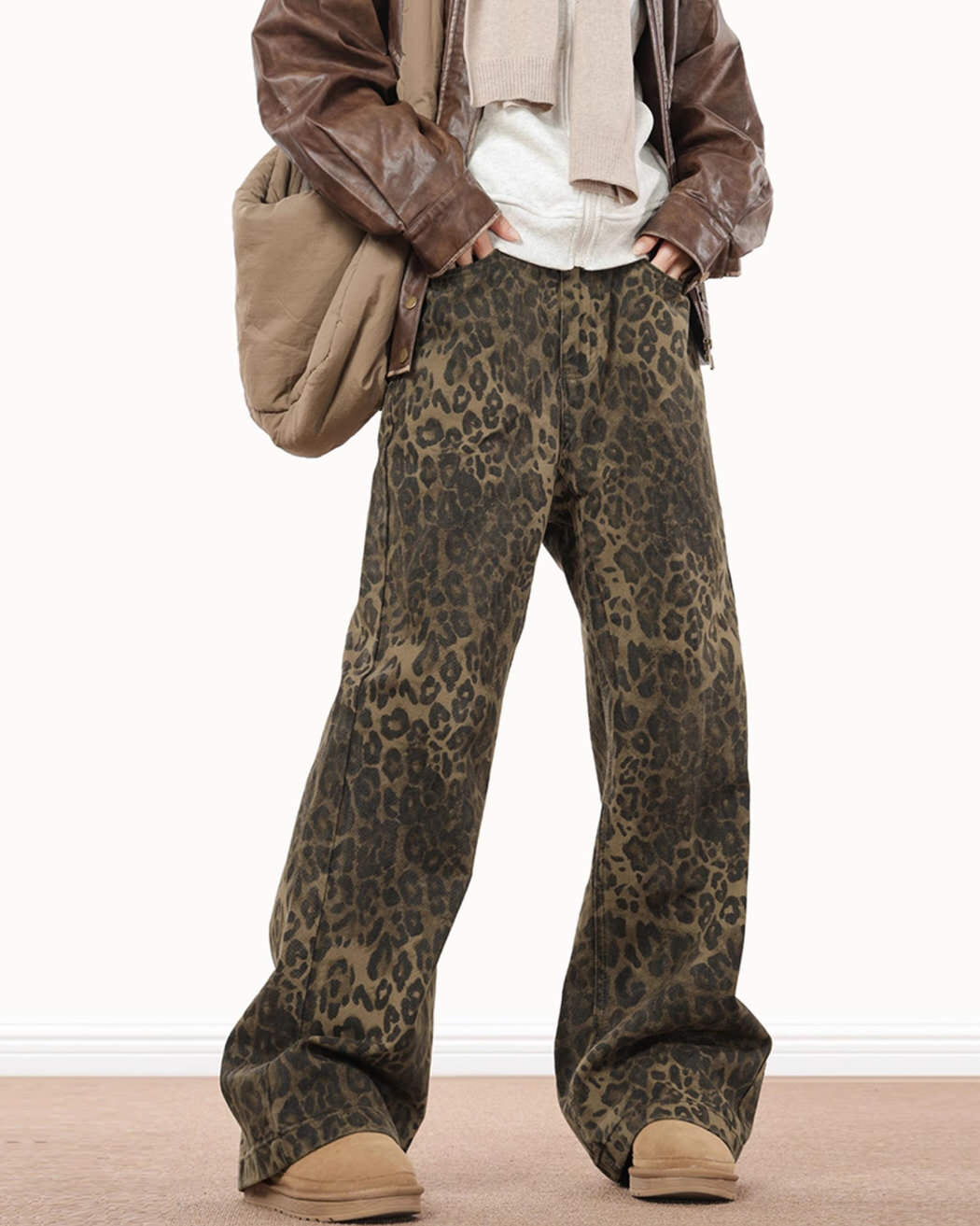 LEOPARD LUXE OVERSIZED JEANS FOR WOMEN