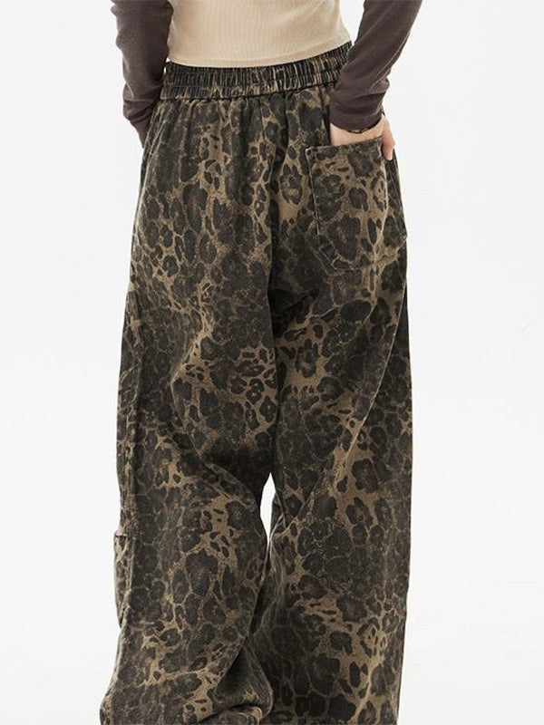 LEOPARD PRINT BAGGY PANTS VINTAGE-INSPIRED HIP-HOP STREETWEAR