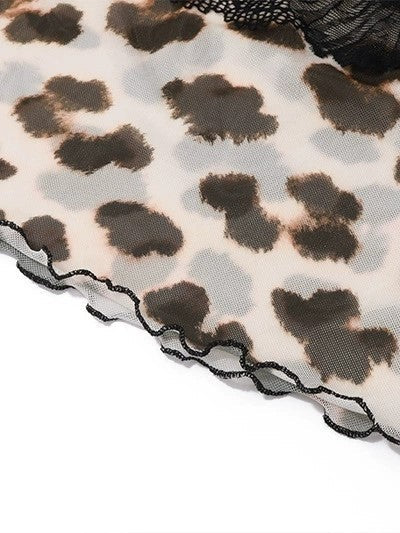 LEOPARD PRINT CAMI WITH LACE PATCHWORK