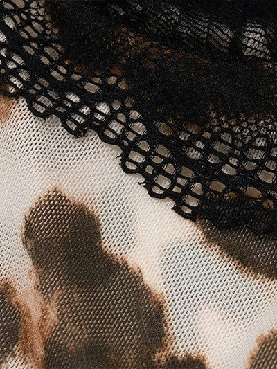 LEOPARD PRINT CAMI WITH LACE PATCHWORK