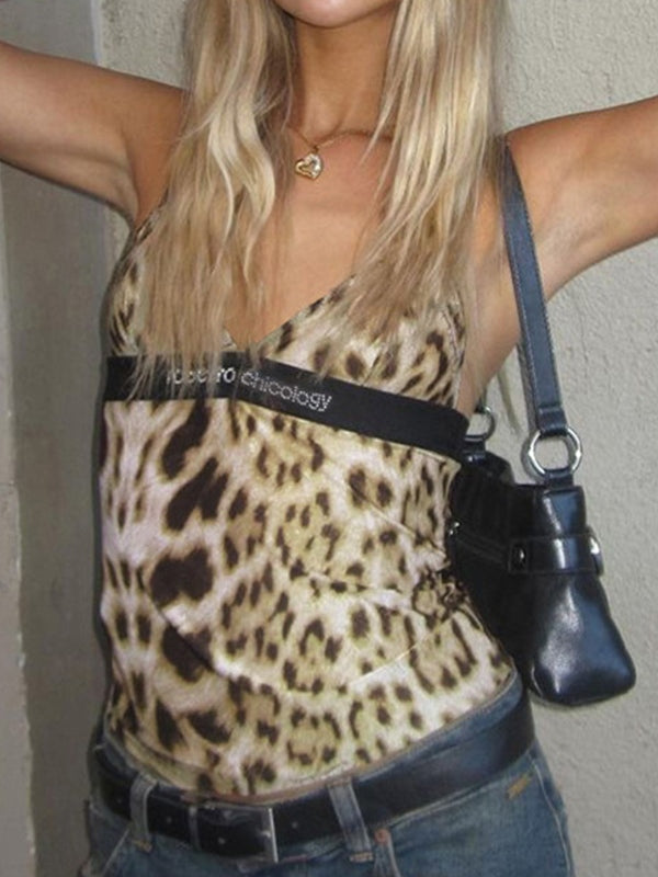LEOPARD PRINT CAMISOLE TOP WITH IRREGULAR LEOPARD DESIGN