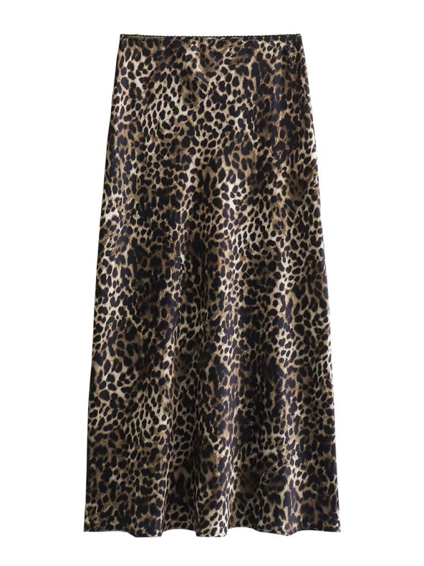 Leopard print casual skirt - Leopard / XS