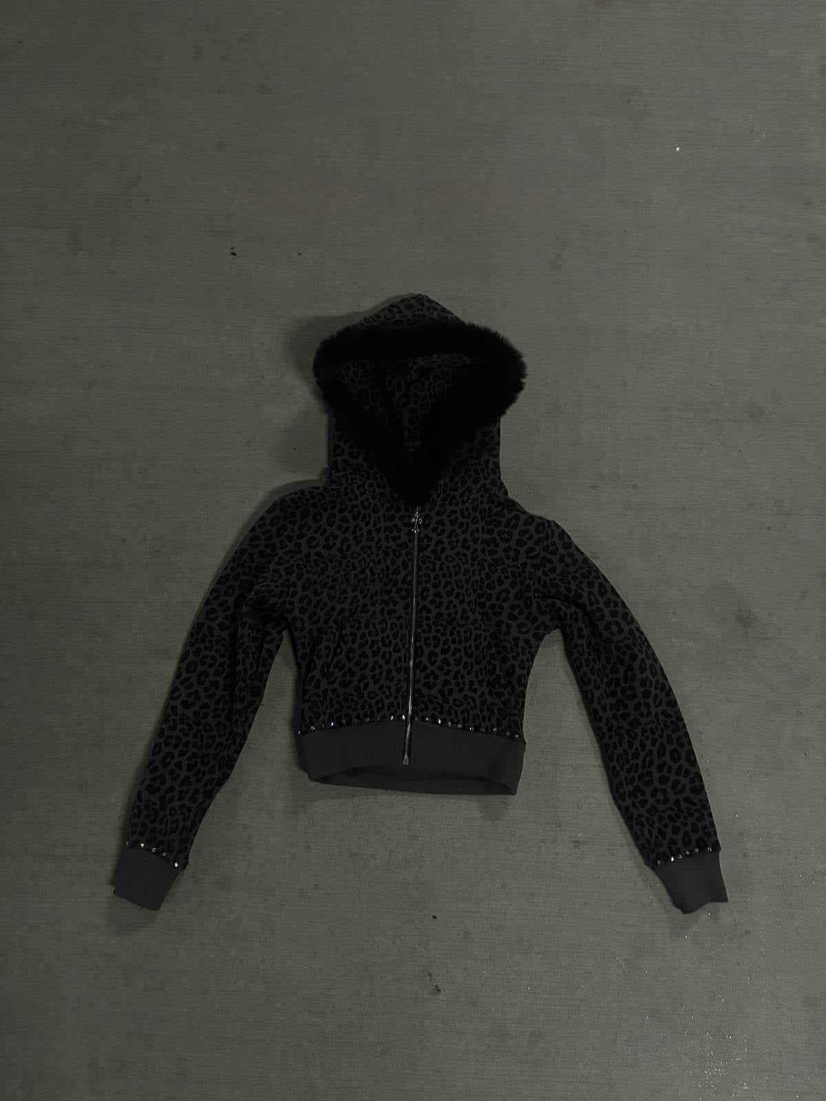 LEOPARD PRINT FLEECE HOODIE SET FOR WOMEN IN COTTON FLEECE