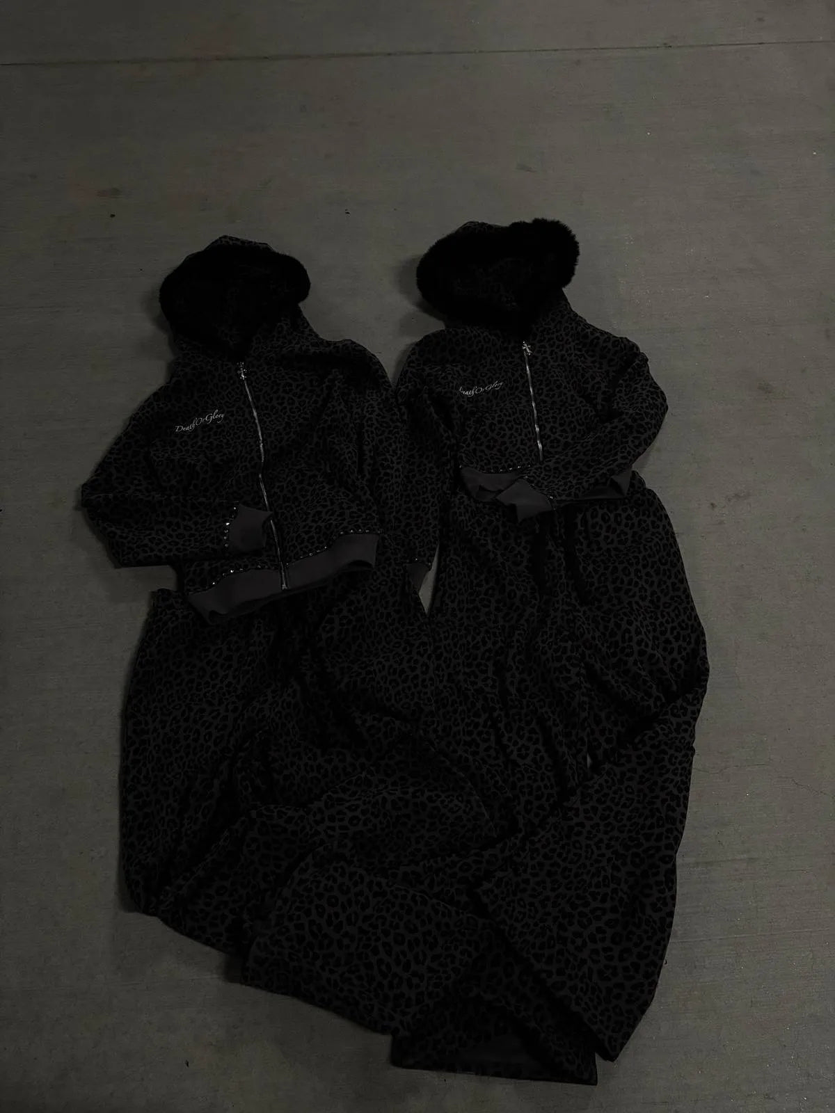 LEOPARD PRINT FLEECE HOODIE SET FOR WOMEN IN COTTON FLEECE