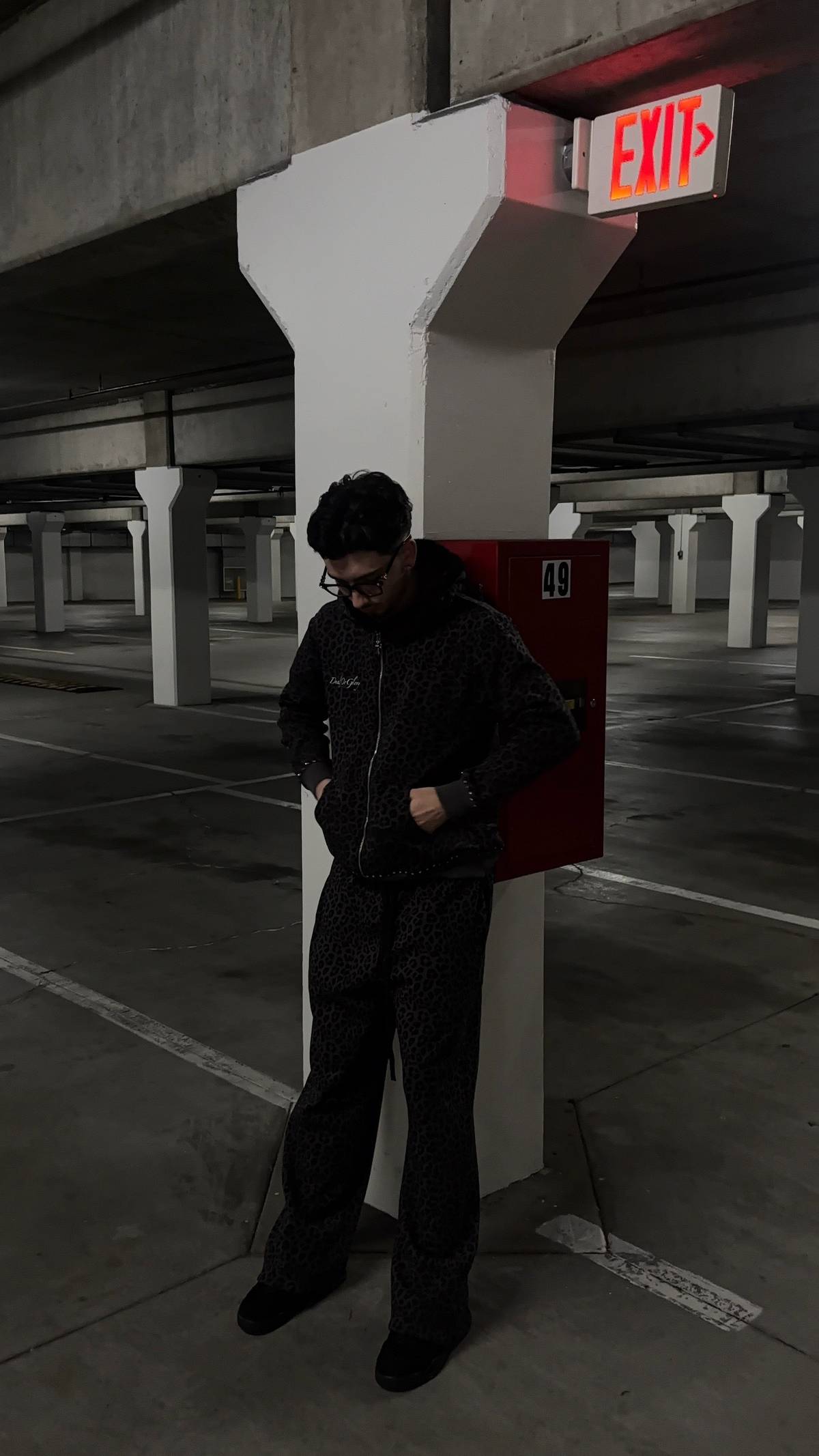 LEOPARD PRINT FLEECE HOODIE SET FOR WOMEN IN COTTON FLEECE