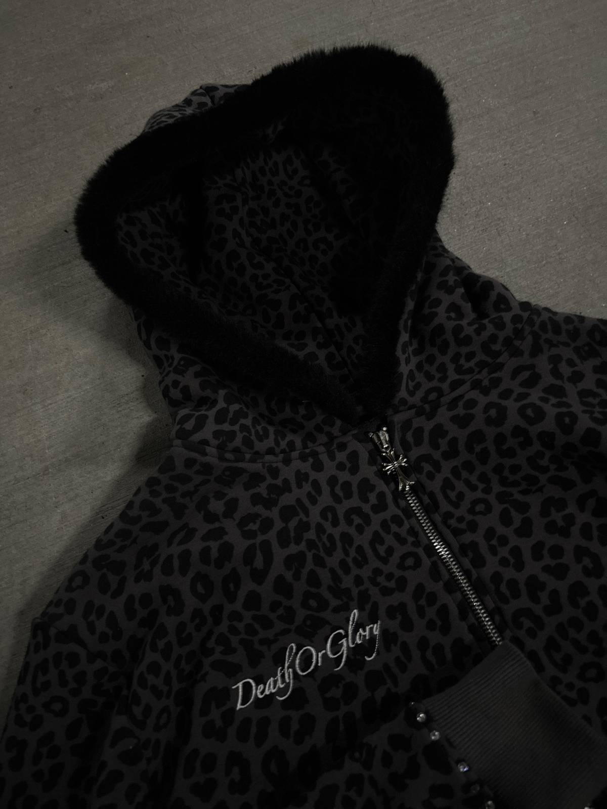 LEOPARD PRINT FLEECE HOODIE SET FOR WOMEN IN COTTON FLEECE