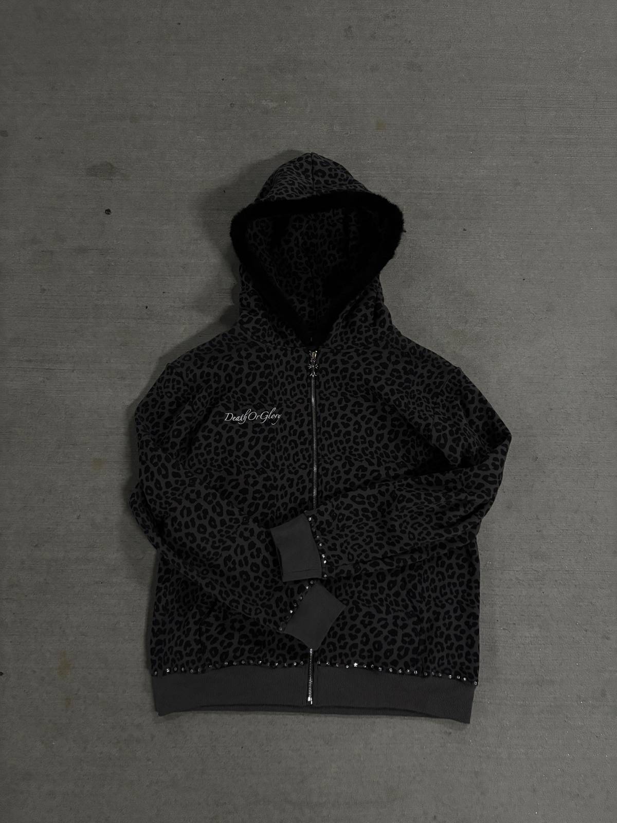 LEOPARD PRINT FLEECE HOODIE SET FOR WOMEN IN COTTON FLEECE