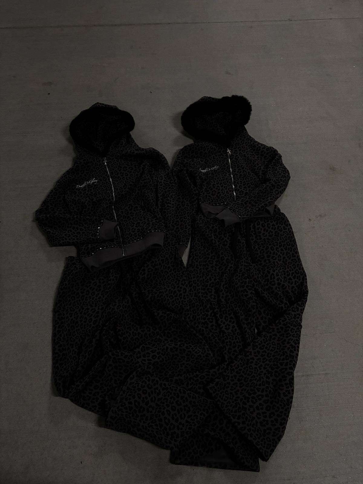 LEOPARD PRINT FLEECE HOODIE SET FOR WOMEN IN COTTON FLEECE