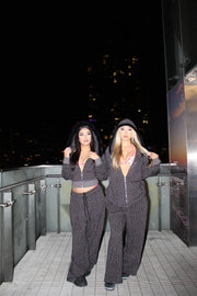 LEOPARD PRINT FLEECE HOODIE SET FOR WOMEN IN COTTON FLEECE